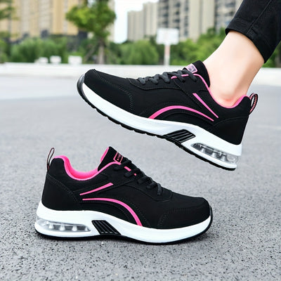 Spring and Autumn New Air Cushion Women's Shoes Fashion Sports Shoes Soft Sole Anti-Slip Casual Travel Shoes Versatile Black Running Shoes Trendy
