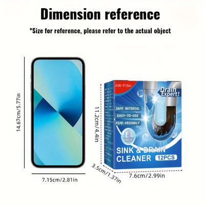 12pcs High-Quality Drain Cleaner - Powerful Kitchen Sink & Pipe Unclogging Powder, Safe for All Surfaces, Sewer Cleaning, Pipe Cleaning Powder