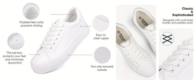 Women's Simple Platform Sneakers, Casual Lace Up Outdoor Shoes, Comfortable Low Top Shoes