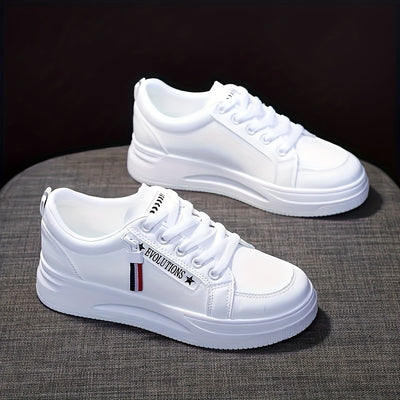 Women's Platform Sneakers, Casual Lace Up Outdoor Shoes, Comfortable Side Zipper Design Low Top Shoes