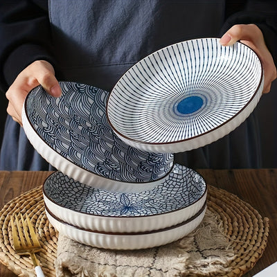 Ceramic Dinner Plates Set of 4 - Round Salad Dessert Plates, Holiday Theme, All-Season Versatility for Home, Dorm, Kitchen & Dining Room