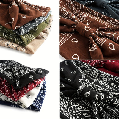 Boho Chic Paisley Turban Headband - Soft, Stretchy & Sweat-Wicking Hair Band for Yoga & Sports, Elegant Knotted Design, Women's Fashion Accessory