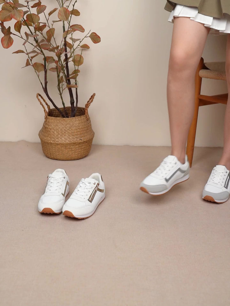 YMM980-91 Platinum Edge Zipper Fashion College Style Trendy Lace-Up Comfortable Lightweight Breathable Soft Versatile Non-Slip Outdoor Hiking Road Running Shoes Casual Sports Footwear