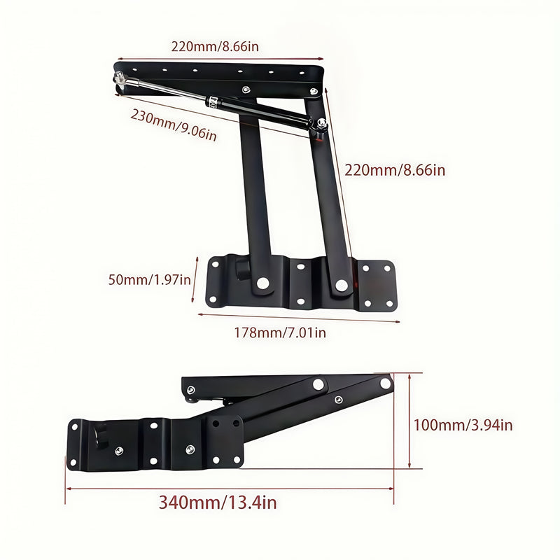 2pcs Adjustable Height Folding Coffee Table Hinges, Pneumatic Lift Table Accessories, Wooden Living Room Coffee Table with Hidden Compartment, Multifunctional Support Frame, Suitable for Living Room and Bedroom, Industrial Ha