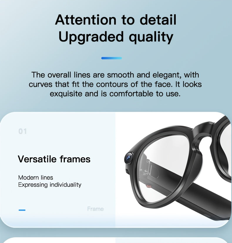 Q8 360° Surround Sound & HD Speakers Glasses with 360° Audio, HD Audio Quality, Dual-Channel Stereo Design, 360° Surround Sound Experience