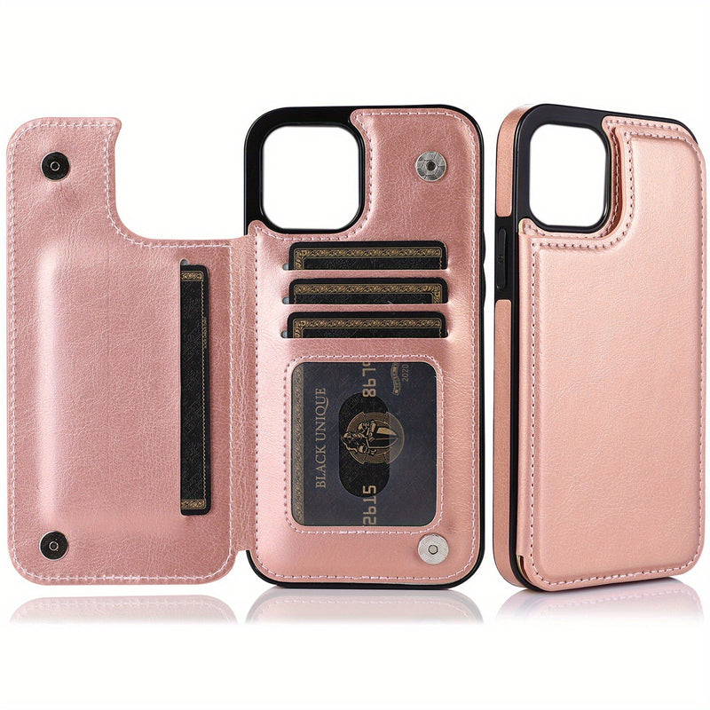 جراب iPhone قابل للطي من الجلد الصناعي عالي الجودة مع فتحات للبطاقات وحامل مقاوم للصدمات متوافق مع موديلات مختلفة بما في ذلك X XR XS Max 11 pro 12 pro 13 pro 14 15 16 SE 6 7 8 plus