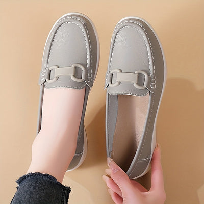 Women'S Breathable Low-Top Thick Sole Loafers - Casual Slip-On Outdoor Shoes with Round Toe, Synthetic Upper & Inner, TPR Sole, All-Season Comfort