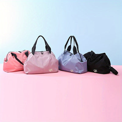 [Pink Gym Bag] Lightweight Pink Nylon Gym Bag for Women | Versatile Wet/Dry Separation, Adjustable Strap, Zip Closure, Portable Travel Bag for Short Trips, Sports Bag