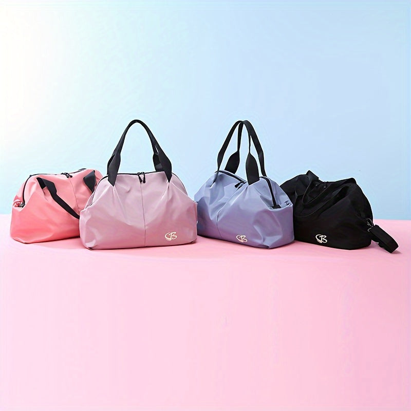 [Pink Gym Bag] Lightweight Pink Nylon Gym Bag for Women | Versatile Wet/Dry Separation, Adjustable Strap, Zip Closure, Portable Travel Bag for Short Trips, Sports Bag