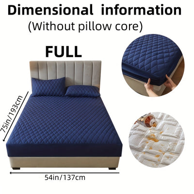 2/3pcs Set of Quilted Waterproof Bed Cover in Multiple Colors, Waterproof Mattress Protector, Bed Cover And Pillowcase Set, Non-Slip Full Coverage Bed Cover.