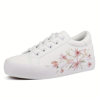 Women's Simple Platform Sneakers, Casual Lace Up Outdoor Shoes, Comfortable Low Top Shoes