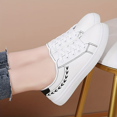 Women's Simple Canvas Shoes, Casual Lace Up Outdoor Shoes, Comfortable Low Top Sneakers
