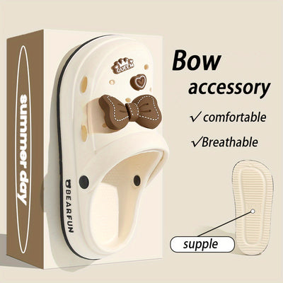 MAOLI Women's Casual Slip-On Loafers with Thick Non-Slip Sole, Lightweight EVA Material, Odor-Free & Quick-Dry - Comfortable All-Season Indoor/Outdoor Shoes for Casual Attire, Comfy Shoes, Charming Embellished Slippers, Playf