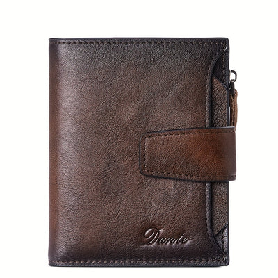 Vintage Men's Top Layer Cowhide Wallet RFID Anti-theft Card Holder Large Capacity 18 Card Slots Zipper Wallet Can Hold Coins Mobile Card Holder Can Hold Driver's License, 2 Large Banknote Slots