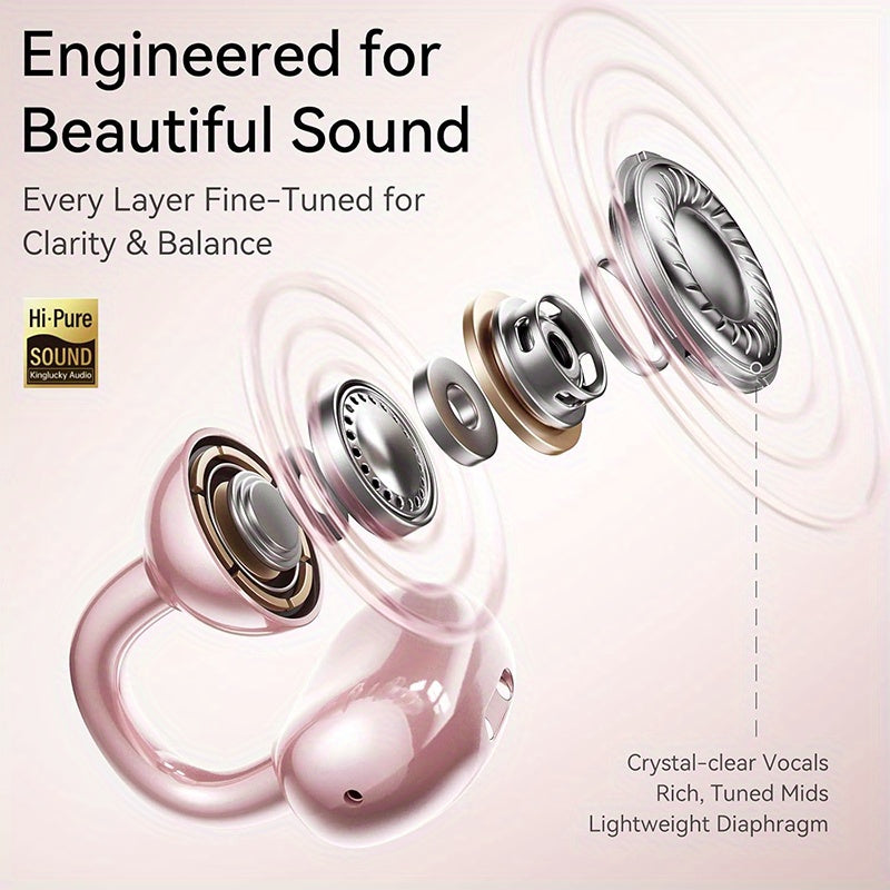 i121 Wireless Clip-On Headphones with Detachable Gemstone Earrings - 10mm Drivers, Hi-Res EQ Sound, Noise Cancellation, Clear Calls, Compatible with All Smartphones, Sports Workout & Halloween Gift, Headphones For Music, Work