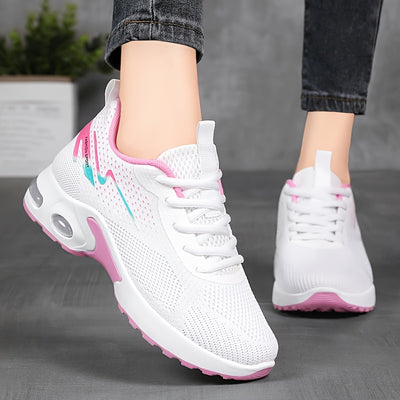 Women's lightweight and breathable knitted sports shoes with air cushion, made of soft and highly elastic fabric, comfortable for casual outdoor wear in all seasons. Women's sports shoes are suitable for wearing in all four s