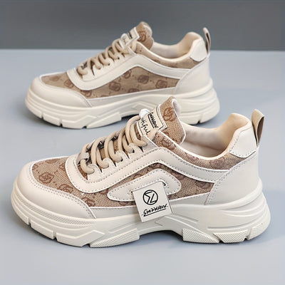 Women's Platform Sneakers, Fashion Lace Up Outdoor Shoes, Women's Comfortable Low Top Shoes