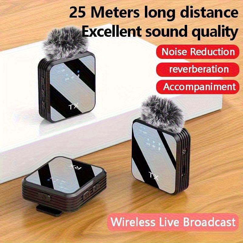 Wireless Lavalier Microphone, Intelligent Noise Reduction, Omnidirectional Capacitive, with Windproof Ball, 2-In-1 Wireless Lavalier Microphone for Recording Content, Live Streaming, Interviews, Song Recording, Video Podcasts