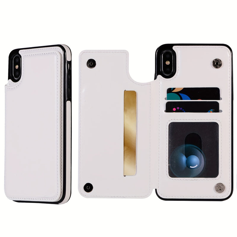 جراب iPhone قابل للطي من الجلد الصناعي عالي الجودة مع فتحات للبطاقات وحامل مقاوم للصدمات متوافق مع موديلات مختلفة بما في ذلك X XR XS Max 11 pro 12 pro 13 pro 14 15 16 SE 6 7 8 plus