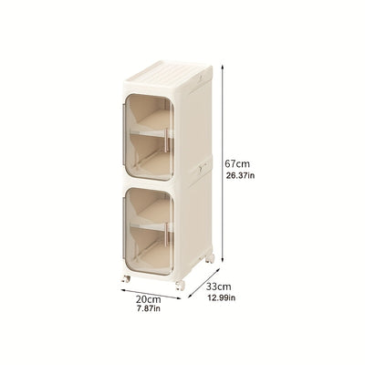 FOOYOO Slim Foldable Storage Organizer - 20.32cm Wide, Rolling Drawer for Kitchen & Bathroom, Over 3.2 Cubic Feet Capacity, Storage Drawer Units