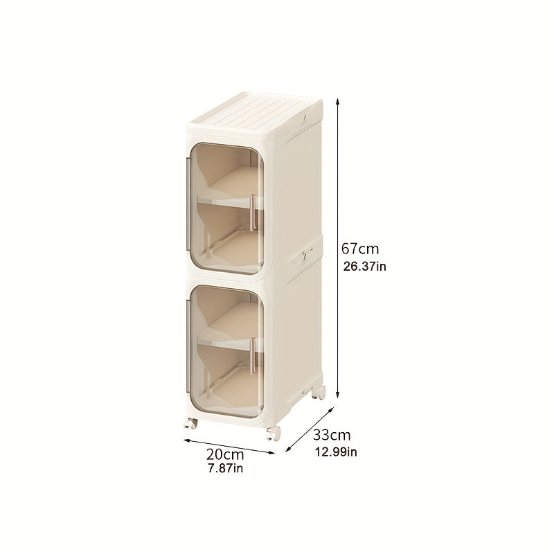 FOOYOO Slim Foldable Storage Organizer - 20.32cm Wide, Rolling Drawer for Kitchen & Bathroom, Over 3.2 Cubic Feet Capacity, Storage Drawer Units