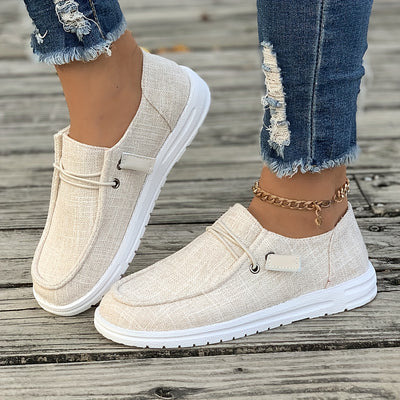 Women's Simple Flat Canvas Shoes, Casual Lace Up Outdoor Shoes, Lightweight Low Top Sneakers