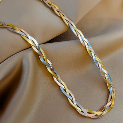 1 Pc Necklace +1 Pc Bracelet Stainless Steel Jewelry Set Vintage Hip Hop Style Personality Female Gift