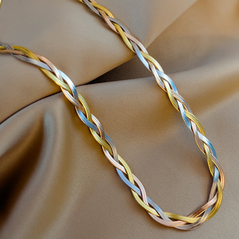 1 Pc Necklace +1 Pc Bracelet Stainless Steel Jewelry Set Vintage Hip Hop Style Personality Female Gift