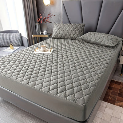 2/3pcs Set of Quilted Waterproof Bed Cover in Multiple Colors, Waterproof Mattress Protector, Bed Cover And Pillowcase Set, Non-Slip Full Coverage Bed Cover.