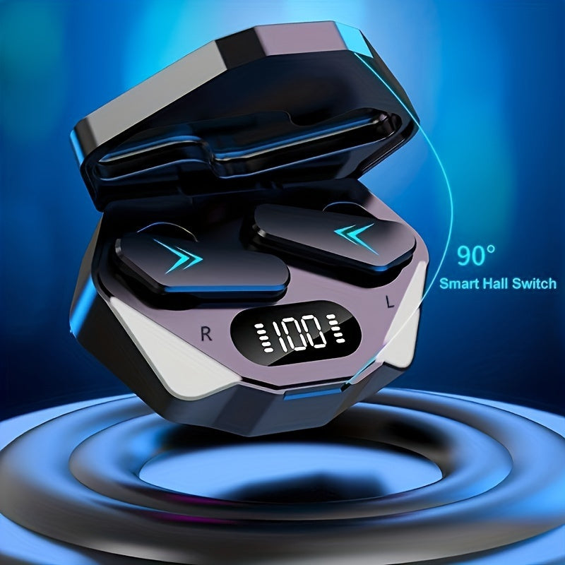 LAN XUN - Wireless In-Ear Headphones, Ultra-Low Latency, Active Noise Cancellation, Digital Display, and Stereo Wireless TWS Gaming Earbuds - Perfect for Gaming, Calls, and Music - Includes Charging Case, USB-C Charging, Port