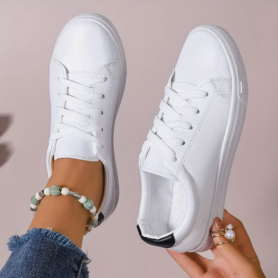 Women's Trendy Flat Sneakers, Casual Lace Up Outdoor Shoes, Comfortable Low Top Sport Shoes