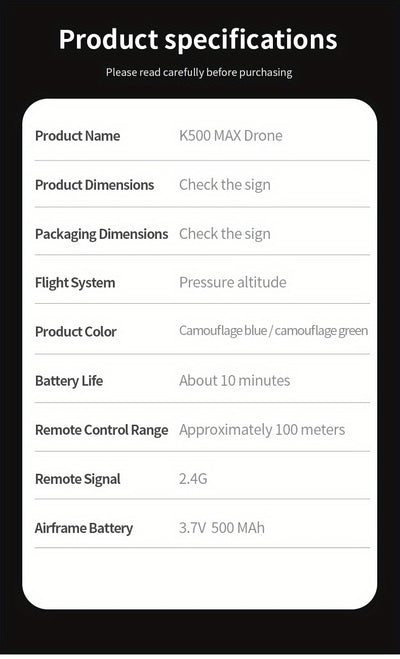 K500MAX RC Drone with 360° Flips, Throw Start, Altitude Hold, One-Key Speed Switch, Crash Resistant Design, RGB Lights, Headless Mode, 6-8 Minute Battery Life, 3m/s Max Speed, Usb Charging, Outdoor Flying, Stunt Enthusiasts,