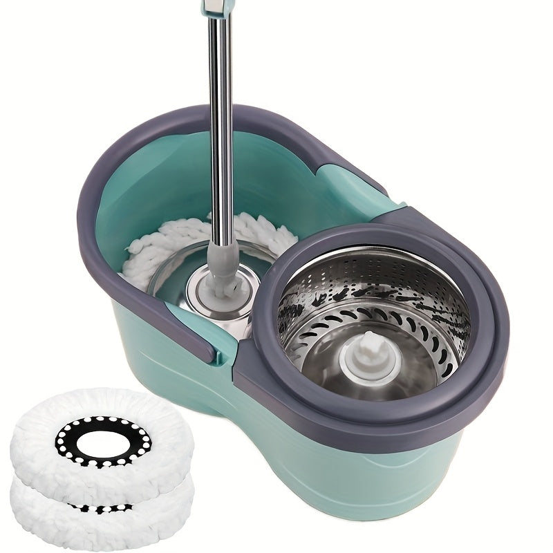 New Rotating Home Mop and Bucket Set, Wet & Dry Use, 360° Swivel for Easy Cleaning Without Electricity or Handwashing. Durable Dust-Removing Tool Suitable for Hardwoods, Laminate Floors, Tiles, Wooden Surfaces – Essential