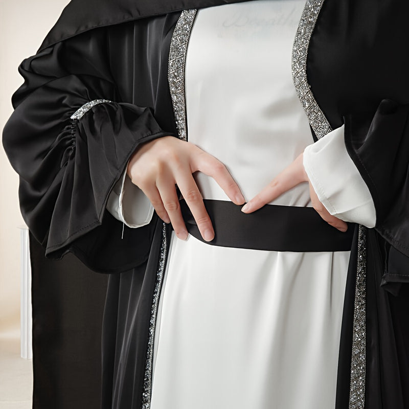 4pcs Set: Poet Sleeve Satin Abaya (MOA009) Eid al-Adha Abaya Muslim Women&