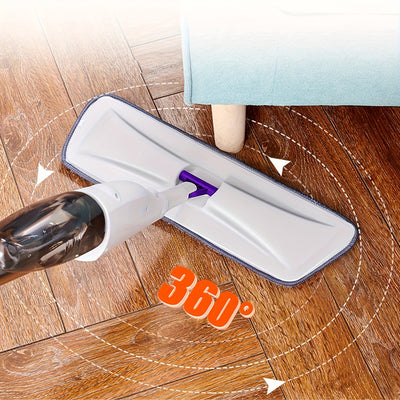 1 household mop with spraying function, including 4 replaceable cleaning cloths, with 360-degree flexible cleaning-suitable for living room, bedroom, kitchen and bathroom.