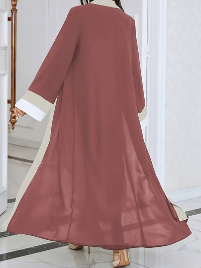 Women'S Elegant Islamic Abaya Dress - Long Sleeve Open Front Maxi Robe, Formal & Everyday Muslim Gown, All-Season Modest Islamic Clothing for Ramadan, Travel, Home - Elegant Religious Attire, Muslim Dress, Modest Apparel, Sop