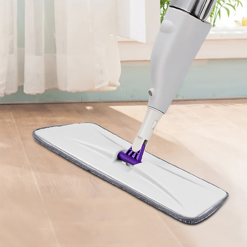 1 household mop with spraying function, including 4 replaceable cleaning cloths, with 360-degree flexible cleaning-suitable for living room, bedroom, kitchen and bathroom.