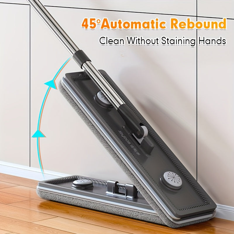 JOYBOS Hands-Free Mop and Bucket Set with 2 Washable Cloths - Heavy-Duty ABS/SS/Polypropylene, Wet & Dry Floor System with Water Filling & Design, Space-Saving Modern Mop for Vinyl Floors, Ideal for Living Room, Bedroom, Kitc