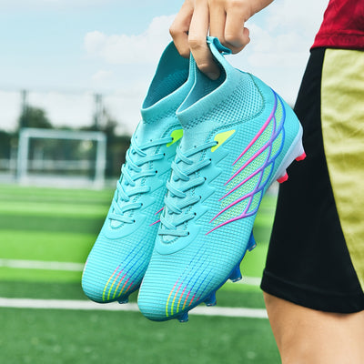Professional Men'S High-Top Football Boots, AG Cleats, Anti-Slip, Breathable, All-Season Sports Shoes with Lace-Up Closure, TPU Sole, Fabric Inner, for Training, Running, and Outdoor Activities, Football Boot