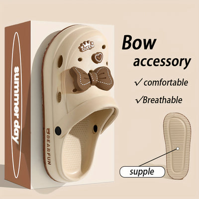 MAOLI Women's Casual Slip-On Loafers with Thick Non-Slip Sole, Lightweight EVA Material, Odor-Free & Quick-Dry - Comfortable All-Season Indoor/Outdoor Shoes for Casual Attire, Comfy Shoes, Charming Embellished Slippers, Playf