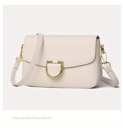 1pc Women's Top-Grain Cowhide Leather Crossbody Bag - Minimalist Square Design with Golden-Tone Hardware, Adjustable Strap & Zipper Closure, Beige/Tan/Black/Green - Casual Everyday Purse for Commuting, Work & Travel, Durable