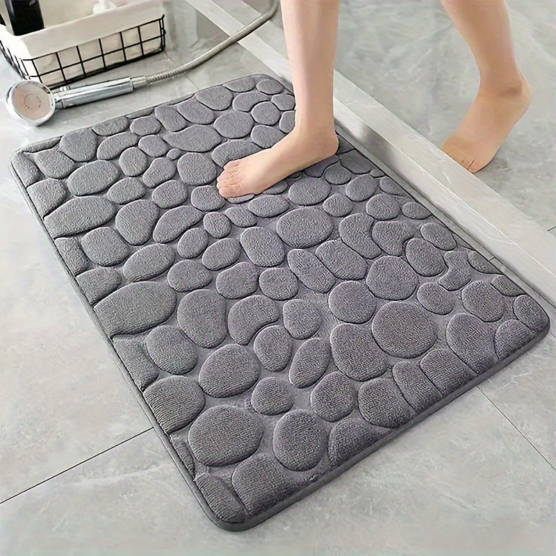 1pc Anti Slip Pebble Pattern Soft Absorbent Foot Pads for Bathroom, Bedroom & Kitchen - Absorbs water and reduces slipping
