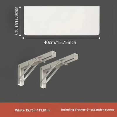 Space-Saving White Wooden Wall-Mounted Folding Desk - Adjustable & Foldable Computer Monitor and Laptop Stand with Cork Material, Ideal for Home & Office Organization, Perfect for Kitchen, Dorms