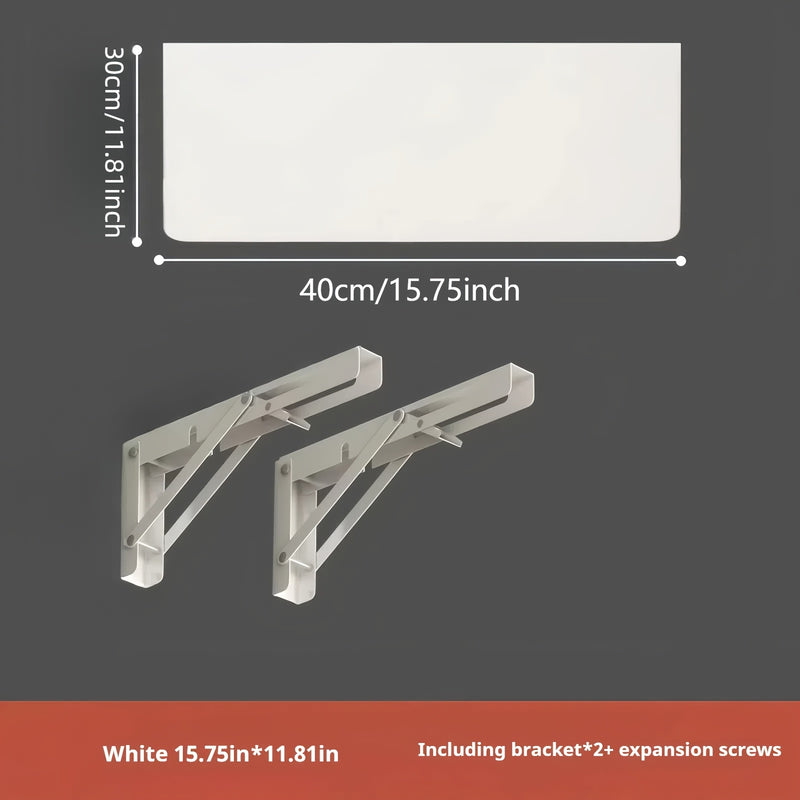 Space-Saving White Wooden Wall-Mounted Folding Desk - Adjustable & Foldable Computer Monitor and Laptop Stand with Cork Material, Ideal for Home & Office Organization, Perfect for Kitchen, Dorms