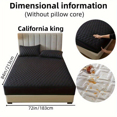 2/3pcs Set of Quilted Waterproof Bed Cover in Multiple Colors, Waterproof Mattress Protector, Bed Cover And Pillowcase Set, Non-Slip Full Coverage Bed Cover.