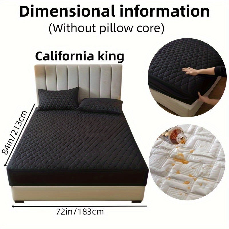 2/3pcs Set of Quilted Waterproof Bed Cover in Multiple Colors, Waterproof Mattress Protector, Bed Cover And Pillowcase Set, Non-Slip Full Coverage Bed Cover.