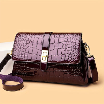 OGEHUAFEE Women'S Elegant Snake Print Synthetic Shoulder Bag - Detachable Strap, Button Closure, Nylon Lining, Black/Green/Burgundy for Casual & Formal Occasions, Versatile Crossbody Purse, Evening Handbag, Sophisticated Acce