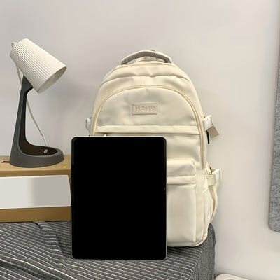 HUOHUO Large Capacity Backpack for Students - Durable Fabric, Multiple Compartments, Adjustable Straps, Ideal for School, College, and Travel, Casual Style, Zipper Closure, Casual Daypack|Casual Style Backpack|Durable Fabric