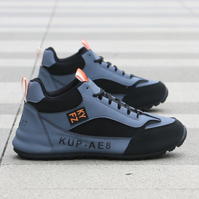 2024 High-Top Casual Fashion Sneakers for Men - All-Season Lace-Up Comfortable Soft Sole Running Shoes with Stripes and Graphics, Round Toe Fabric Sports Footwear