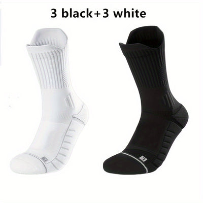 3/6/10 Double Large Size Thick Autumn And Winter Warm Pressure Relief Shockproof Non-Slip Sports Socks for Basketball, Football, Running, And Hiking for Men